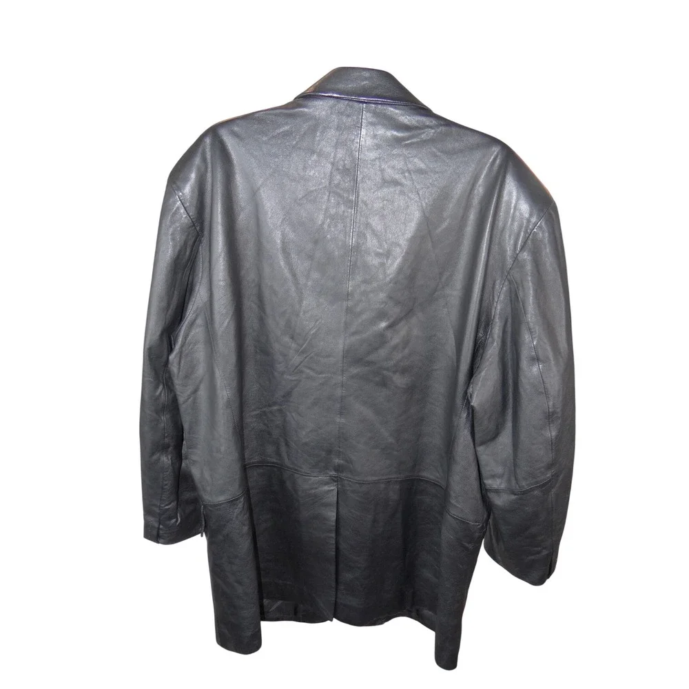 Alfani Positano Mens Black Leather Blazer Sport Coat Jacket Size 46R 3525